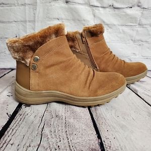 BARETRAPS Womens Brown Waterproof Round Toe Stacked Heel Leather Snow Boots 7 M